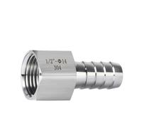 304 Stainless Steel Female to Hose Connectors Pipe Fittings Barb Joint Thread BSPP 1/8"1/4"3/8"1/2"3/4" Plumbing Pagoda 5pcs(BSPP1I4-16mm)