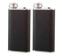 304 Stainless Steel Flask, 9oz Wine Drinking Pot, Portable Baijiu Bottle Leather-Wrapped Wine Jug Barware, Pocket Hip Liquor Whisky Drinkware(Black)