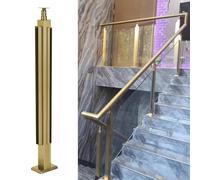 304 Stainless Steel Gold Glass Balustrade Post - 30" to 55" Height with Spigot Slots(Gold Corner Post,65cm)