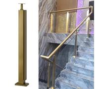 304 Stainless Steel Gold Glass Balustrade Post - 30" to 55" Height with Spigot Slots(Gold End Post,85cm)