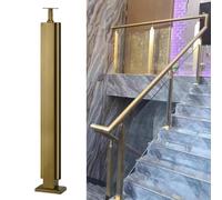 304 Stainless Steel Gold Glass Balustrade Post - 30" to 55" Height with Spigot Slots(Gold Mid Post,125cm)