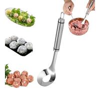 304 Stainless Steel Meatball Maker Spoon Set with Hole, Long Ergonomic Handle, Non-Stick Multi-Function Meatball Maker Kitchen Tools for Cooking Meat, Fish Veggie Balls，1pcwithout Auxiliary Spoon