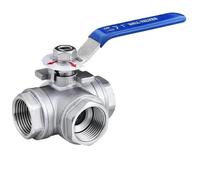 304 stainless steel three-way ball valve with switch buckle L/T type one in and two out inner wire valve switch(1",L-type)