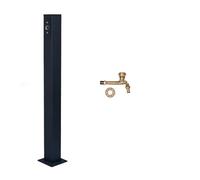 304 Stainless Steel Vertical Garden Water Column with Full Copper Faucet, Decorative Outdoor Fountain & Water Dispenser, Rust-Resistant Square Hydrant for Garden & Patio