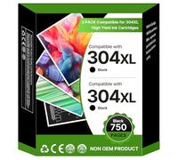 304 XL Nero Cartucce Multipack Compatibile per HP 304 304XL Nero Cartucce per HP Envy 5000 5030 5010 5020 5032 Deskjet 3750 3760 2620 2622 2630 3720 3730 3760 3760 3735 (2 pezzi)