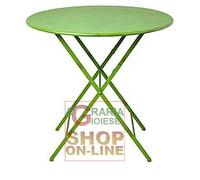 30412 TAVOLO TONDO PIEGHEVOLE COLORE VERDE DIAM. 70 ALTO 71 CM.