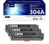 304A CC530A CC531A CC532A CC533A Cartucce Toner Compatibili con Chip per HP Color LaserJet CP2020 2024 2025 2026 2027 2024n 2024dn 2025n 2025dn 2025x Stampanti , Alta Capacità 3500 Pagine,Black-3 pack