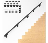 305cm Corrimano di metallo industriale,parapetti a tubi rotondi per gradini interni/esterni,rotaie di sostegno per l’assemblaggio di muri,capacità di carico di 200KG,per donne incinte,anziani,disabili