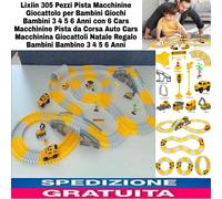 305pz Pista Macchinine Da Corsa 6 Auto Da Costruzione Giocattolo x Bambini