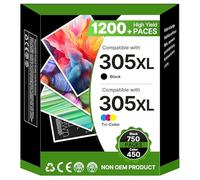 305XL Multipack Cartucce di ricambio per HP 305 XL Nero e Colore Cartucce per HP DeskJet 2700 2710 2720 2722 DeskJet Plus 4110 4120 4130 Envy 6000 6010 6020 6032 Envy Pro 6400 (2-P) Giallo)