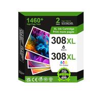308 XL Cartucce d'inchiostro Stampante Mutilpack, 308 XL Cartucce Nero e Colore Compatibile con Originali Cartuccia HP 308 per DeskJet 2900 4300 Envy 6110e 6120e 6122e 6130e 6520e 6530e 6532e 6165e