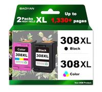 308XL Cartucce Multipack per HP 308 Sostituzione per Cartucce HP 308 Nero e Colore per HP Envy 6120e 6122e 6130e 6132e 6520e 6530e 6532e 6110e (1 Nero & 1 Colore)