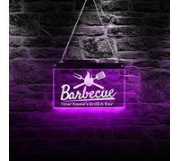30cm * 19cm Personalizzato il tuo nome Grill Bar Barbecue BBQ Illuminazione moderna a LED Insegna al neon Patio esterno Chef Grill Appeso Segnale luminoso a LED Segnale luminoso Regalo per la festa