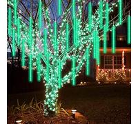 30cm 8 Tubes 192 LEDS Luci di Pioggia di meteoriti a LED Luci di Pioggia Che Cadono, luci di Natale all'aperto di Neve Che Cade Ghiacciolo Luci a Cascata per Albero di Natale Halloween Verde