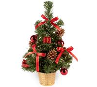 30cm Artificiale Albero di Natale Argento Decorazione Macchioline, Rosso & Pigna