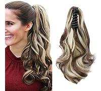 30cm Coda di Cavallo Extension Coda Capelli Ricci Posticci per Capelli Mossi Ondulati con Pinza Claw on Ponytail Lunghi/Corti Sintetici Marrone Castagna&Bleach Blonde