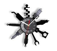 30cm Orologio Parete Cartello da parete per officina riparazioni auto, orologio da parete moderno decorativo, servizio meccanico, officina, orologio da disco in vinile, regalo per riparatore del gar