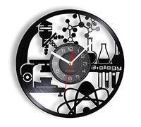 30cm Orologio Vinile Biologia Chimica Orologio da parete silenzioso nero Biologo Oggettistica per la casa Orologio da parete in vinile Orologio da parete per ufficio Scienza Atomica Wall Art Room De