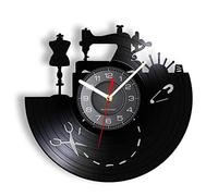 30cm Orologio Vinile Orologio da parete per macchina da cucire Arte per cucire Design Orologio da record in vinile Regali per sarta Sartoria Negozio di artigianato Decorazione della parete