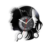 30cm Orologio Vinile Parrucchiere Salone di bellezza Negozio Logo aziendale Orologio da parete Parrucchieri Salone Elegante forbici per capelli Taglio di capelli Barbiere Orologio da parete in vinil