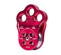 30KN - Gancio di traino triplo da arrampicata, con puleggia laterale fissa per corda da 13 mm, colore: Rosso