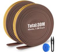 30metri Nastro sigillante per porte e finestre,strisce di guarnizione anti collisione,1 paio di forbici e 1 metro,utilizzato per bloccare crepe e fessure (marrone),9mm*6mm