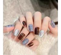 30Pc Occhi Di Gatto Premere Su Unghie Corte Piazza Falso Full Covers Colle Acrilico Artificiale Stick On Nail