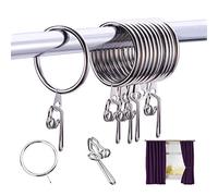 30pcs Anelli per Tende &100pcs Ganci per Tende Metallo Inossidabile Anelli Pendenti 30mm per Tendaggi, Finestre, Bagno e Asta, Argento