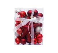 30Pcs Christmas Balls Topper Star Set Hanging Christmas Tree Decorations Pendant for Home Decor 2026 Xmas Ornament Accessories(Red Gold)