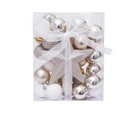 30Pcs Christmas Balls Topper Star Set Hanging Christmas Tree Decorations Pendant for Home Decor 2026 Xmas Ornament Accessories(White Gold)