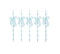 30Pcs Creative Bowknot Design Paper Straws Exquisite Bow-tie Straws Birthday Cake Ornaments Party Supplies (Sky-blue)