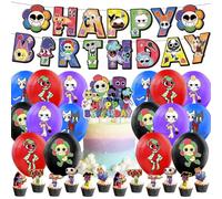 30Pcs Dandy Birthday Decoration Set,PLNVNVP Dandy Decorazioni Compleanno, Dandy Decorazione Della Torta Banner a Palloncino,Festa di Compleanno dei Bambini