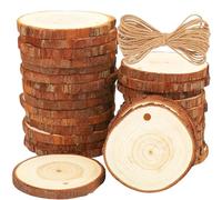 30PCS Dischi Legno Grezzo 7-8cm, BetterJonny Legno da Decorare Diametro Fette di Legno con Fori e Spago e Non Rifinite con Corteccia per Natale Segnaposto Pirografo Intagliare