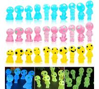 30PCS Glow in The Dark Mini Alien Figure Tiny Fairy Garden Accessori Alien Decor per Alien Party Dollhouse Micro Paesaggio Bonsai
