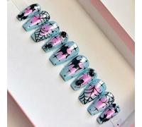 30PCS Halloween falsi zoccoli Glow Webspinner Rose Pizzo Artigli Artificiali Per Le Donne Partito Costume Accessori ABS Opaco Nero Diamanti Chiodo