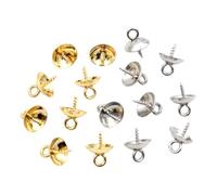 30pcs In Acciaio Inox Metallo Oro Tono Vite Occhi Cauzioni Top Forato Perline Terminali Tappi Pendente FAI DA TE Charrms C0innectors Risultati Dei Monili