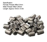30pcs Inserti Interno M6 1.0 M8 1.25 Lunghezza 10MM Maschio Femminile Dadi