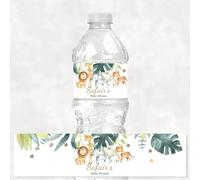 30pcs Jungle Safari Animale Partito Bottiglia di Acqua Adesivi Etichette Avvolge Personalizzate Due Wild One Festa Di Compleanno Baby Shower Personalizza (D)