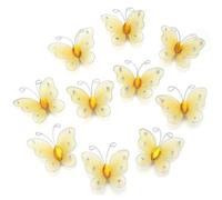 30pcs/lot 4cm Gauze Butterfly Appliqued 3D Fabric Mesh Simulation Dreamy Patch For DIY Sewing Craft Decoration(Yellow)