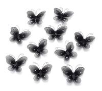 30pcs/lot 4cm Gauze Butterfly Appliqued 3D Fabric Mesh Simulation Dreamy Patch For DIY Sewing Craft Decoration(Black)