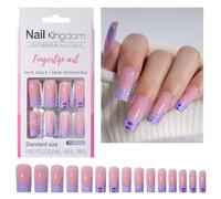 30pcs Lungo Piazza Francese Tip Press On Nails Acrilico Lucido Unghie Finte Stick On Unghie Manicure Unghie Art