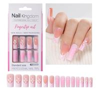 30pcs Lungo Piazza Francese Tip Press On Unghie Acriliche Lucide Unghie Finte Stick On Manicure Art Decors Facile Applicazione D