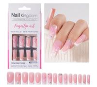 30pcs Lungo Piazza Francese Tip Press On Unghie Acriliche Lucide Unghie Finte Stick On Manicure Art Decors Facile Applicazione D