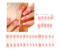 30Pcs Lungo Premere Su Unghie Bara Unghie Finte Francesi Punta Unghie Acriliche Unghie Finte Lucide Per Le Donne Ragazze Lunghe Bara Unghie Un