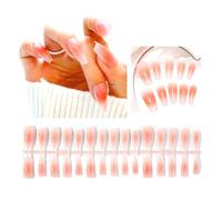 30Pcs Lungo Premere Su Unghie Bara Unghie Finte Francesi Punta Unghie Acriliche Unghie Finte Lucide Per Le Donne Ragazze Lunghe Bara Unghie Un