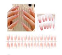 30Pcs Lungo Premere Su Unghie Bara Unghie Finte Francesi Punta Unghie Acriliche Unghie Finte Lucide Per Le Donne Ragazze Lunghe Bara Unghie Un