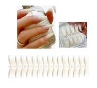 30Pcs Lungo Premere Su Unghie Bara Unghie Finte Francesi Punta Unghie Acriliche Unghie Finte Lucide Per Le Donne Ragazze Lunghe Bara Unghie Un
