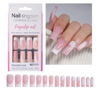 30pcs Lungo Quadrato Francese Tip Press On Unghie Lucide Full Covers Stick On Acrilico Falso Per Donne E Ragazze Professionale Nail Art