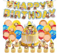 30PCS Monkey Birthday Decoration Supplies Curious Decorazioni a Tema Adatto Per Il Compleanno Dei Bambini e Decorazioni Per Feste Di Anniversario Bandiere Di Palloncini