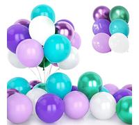 30Pcs Palloncini Festa Sirena, 12 Pollici Palloncini In Lattice Metallico Scuro Viola Verde Teal Blu Palloncini In Lattice Bianco Per Ragazze Sirena Tema Compleanno Baby Shower Decorazioni